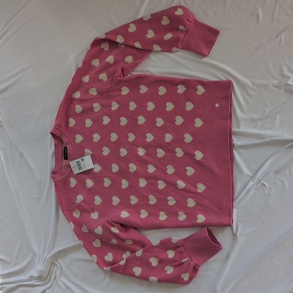 NWT Kate Spade Pink Sweater with Cream Hearts - Picture 1 of 4